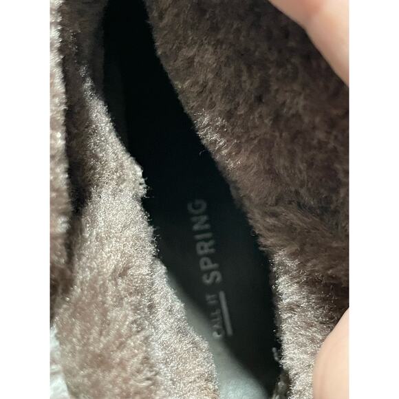 Call It Spring Women's Size 6 Faux Fur Leather Ankle Bootie Shoes Brown - Picture 12 of 13